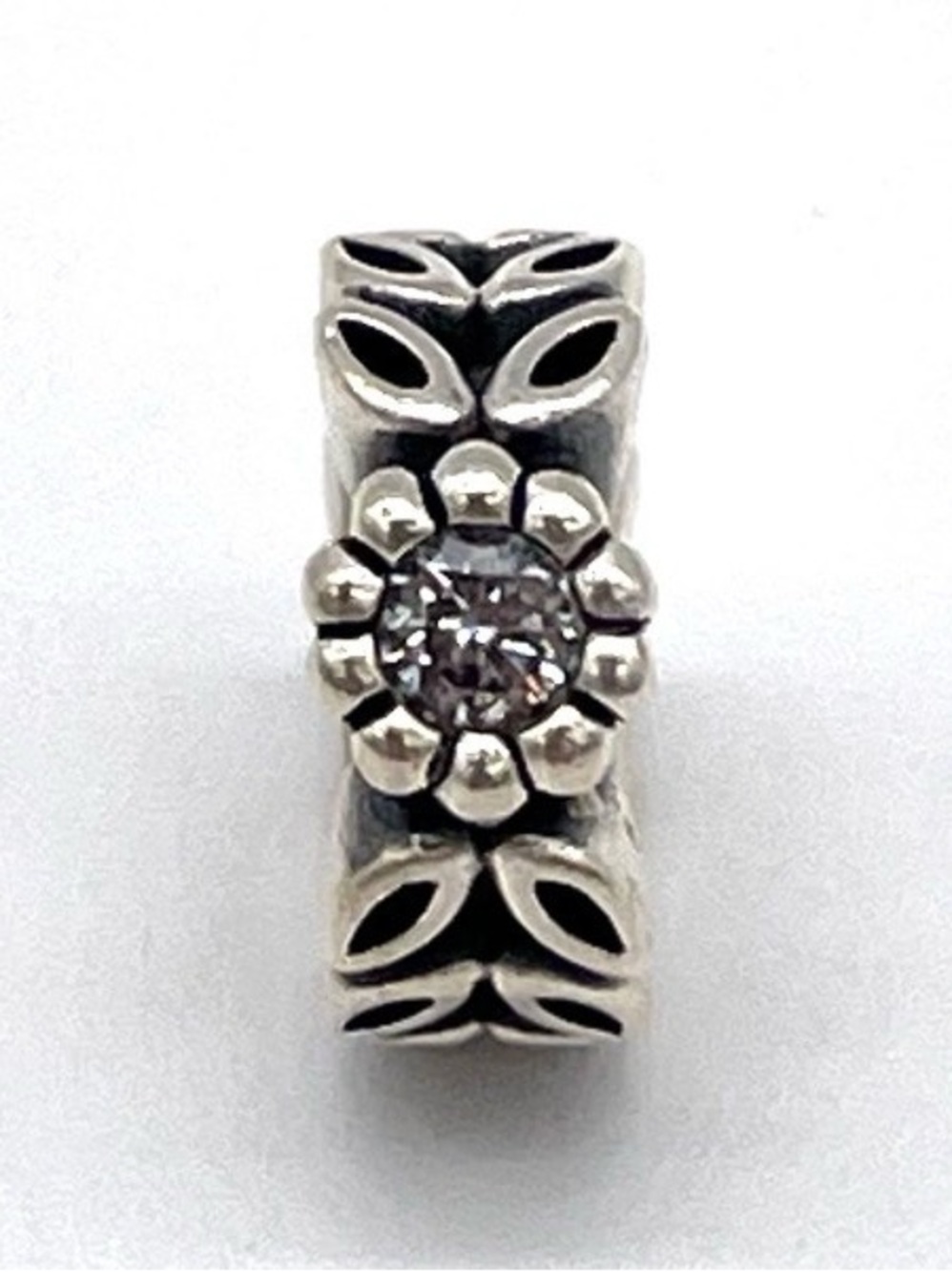 Pandora Twice as Nice Spacer Charm Sterling Silver Clear CZ Retired 925 ale